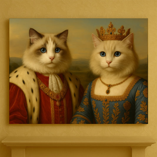 Horizontal pair - Renaissance cat canvas