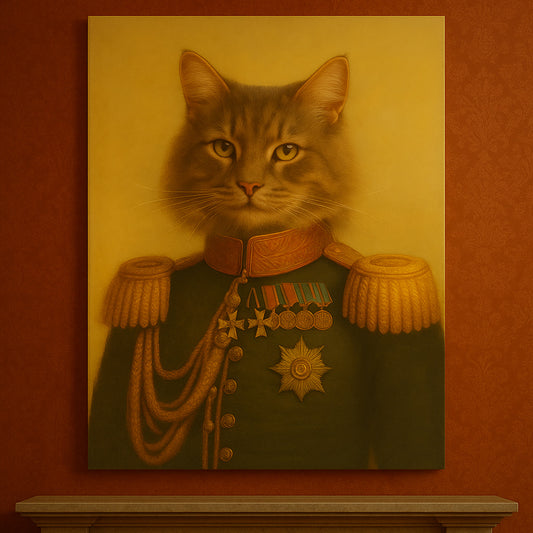 Vertical single - Renaissance cat canvas
