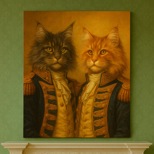 Vertical pair - Renaissance cat canvas